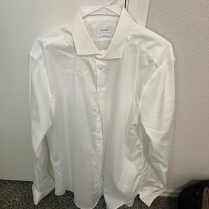 Calvin Klein White Dress Shirt Elegant Long-Sleeve